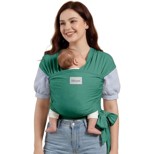 Baby Wrap Carrier, Baby Carrier Wrap Newborn(7-35lbs), Cotton Baby Sling Carriers Wearing Wrap Hands Free, Cozy Newborn Wrap One Size Fits All, Green