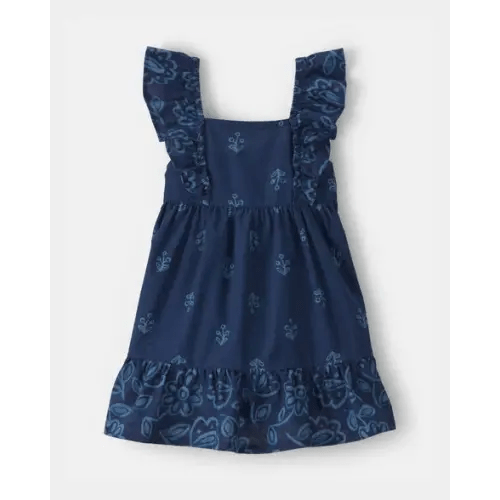 Baby Girl Floral Ruffle-Sleeve Dress - Navy - OshKosh B'gosh | Carter's