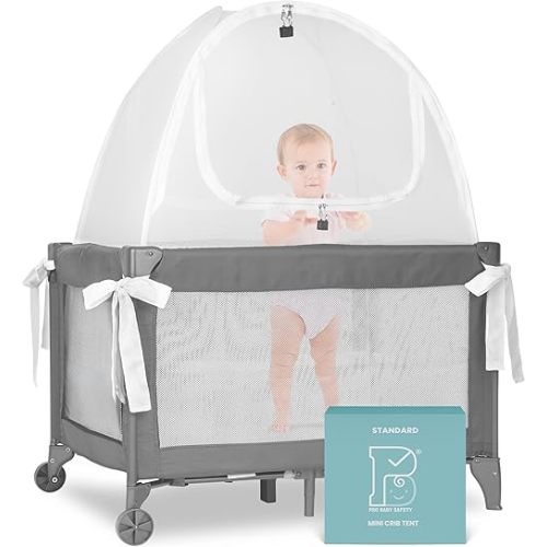 Mini Crib and Pack and Play Tent, Net Canopy to Keep Baby from Climbing Out, Breathable Mesh with Auto-Lock Zipper and Latch, Safety Tent for Travel and Sleep (Mosquiteros para Cunas de Bebes)