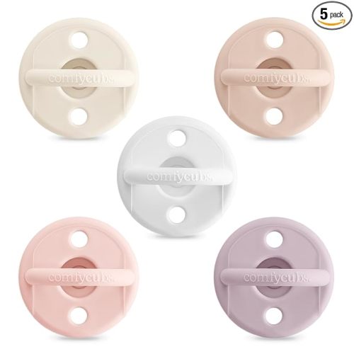 Comfy Cubs Baby Pacifiers, 5 Pack for 0+ Months - Soft Breast-Like Nipple Shape - CPSIA Compliant Silicone Pacifier for Newborns - Girl Pack Baby Essentials - Ideal Newborn Gift Set - Multicolor Girl