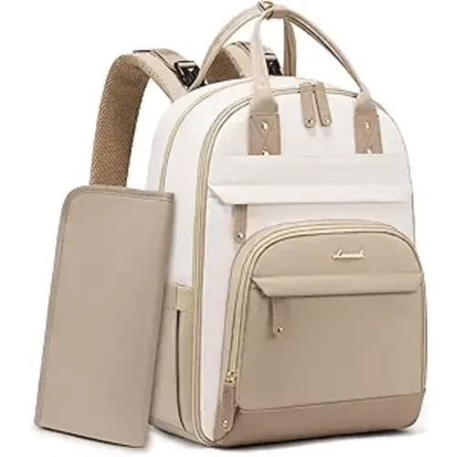LOVEVOOK Diaper Bag Backpack, Baby Bag with Changing Pad, Large Diaper Backpack Boy Girl, Waterproof Baby Registry Bag for Mom Dad with Stroller Buckles, Beige-khaki
