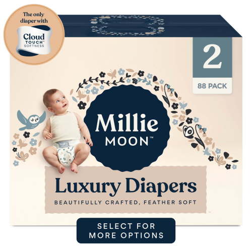 (2 pack) Millie Moon Luxury Diapers, Size 2, 88 Count (Select for More Options)