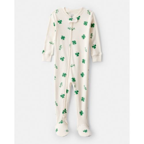 Baby St. Patrick's Day 100% Cotton Loose Fit 2-Way Zip Footie 1-Piece Pajamas - Ivory | Carter's
