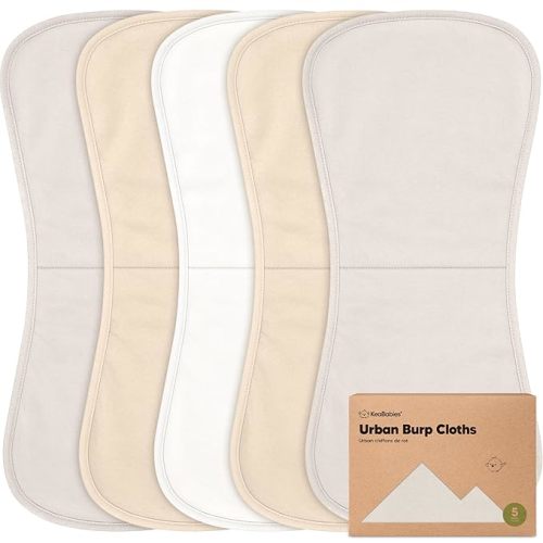 Organic Burp Cloths Baby Boy & Girl - 5-Pack Super Absorbent Cotton Burping Cloths for Babies, Soft & Plush Newborn Spit Up Rags, Infant Towels for Milk Spit Up, Unisex, Large 21" x 10" (Pure)