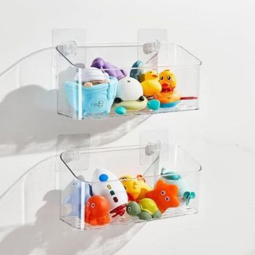 Aoibox Clear Bath Toy Organizer with Quick Drainage, Large Capacity Shower Caddy for Bathtub Toys and Bathroom Essentials (2 Pack)