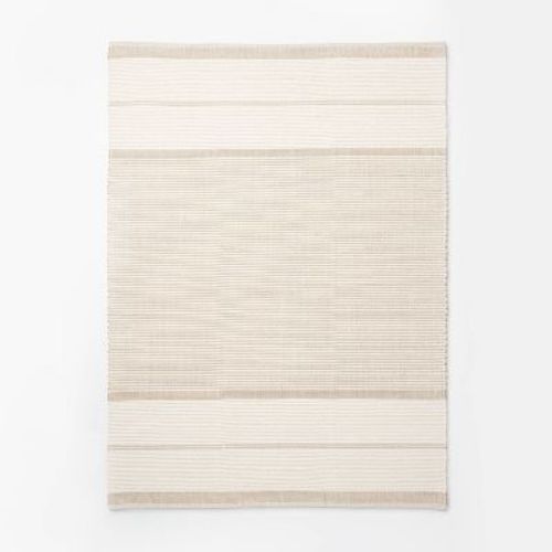 7'x10' Marina Striped Wool/Cotton Area Rug Cream - Threshold™ designed with Studio McGee: Handmade Flat Pile Carpet