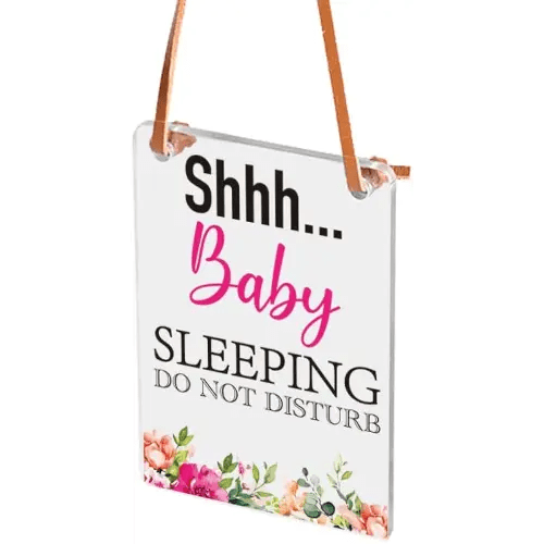 Cute Baby Sleeping Do not Disturb Sign，Funny Transparent Sign， for Home Wall Decor Acrylic Plaque，Bedroom,Hospital,Nursery,Home Outside the door Tag of Hanging(5x3 inch)