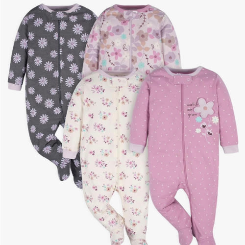 Preemie Gerber baby-girls 4 Pack Sleep 'N Play Footie