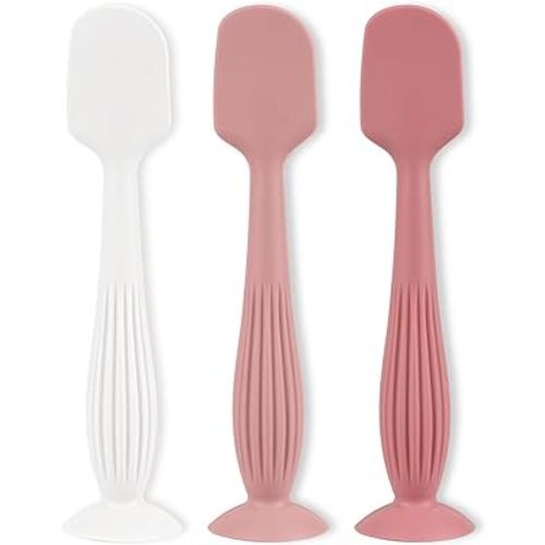 3 Pieces Diaper Cream Applicator Set - Soft Silicone Baby Butt Brush with Suction Base, Baby Butt Spatula, Full Size - Newborn Baby Essentials (Color 1)