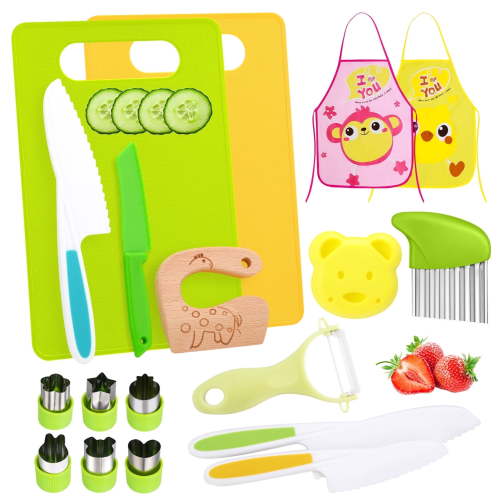 sixwipe 18 Pieces Kids Safe Kitchen Tools, Toddler Nylon Knives, Baking Accessories Set