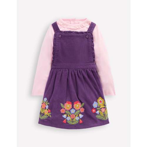 Embroidered Woven Pinnie Set-Mystic Purple