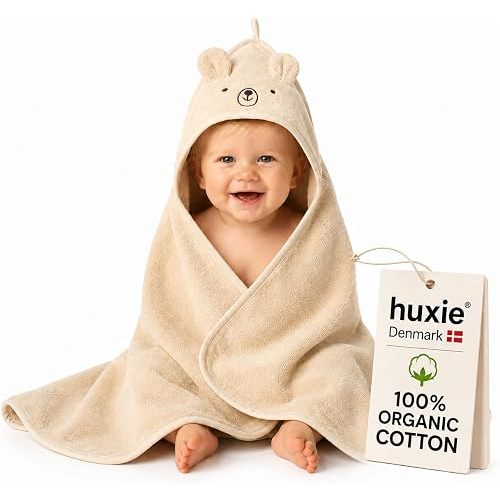 Hooded Baby Bath Towel, 100% Organic Cotton, Super-Soft 32"x32"