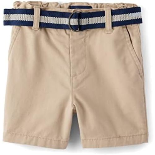 The Children's Place Pantalones cortos chinos con cinturón para bebés y niños pequeños