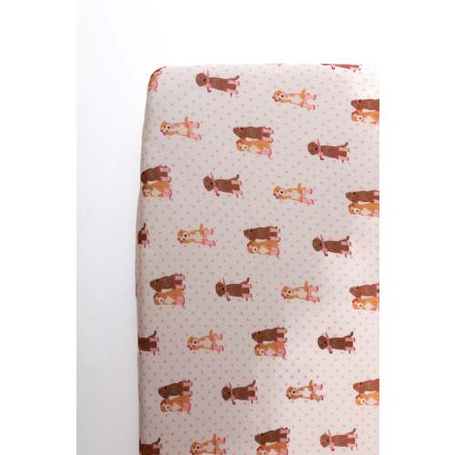 Pink Pup Friends Crib Sheet