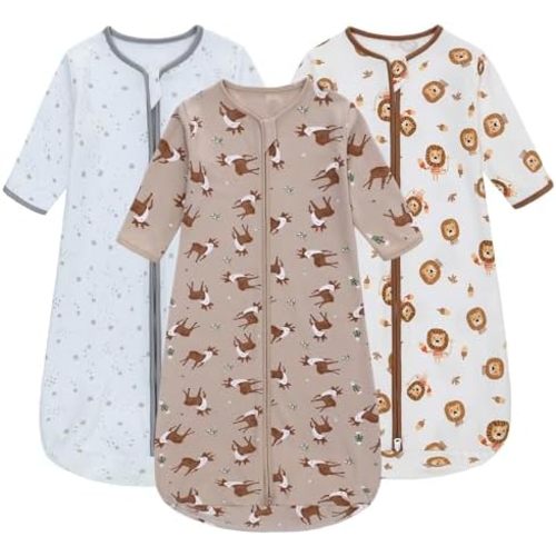 Miracle Baby Sleep Sack with Long Sleeve, 100% Breathable Cotton Wearable Blanket with Two-Way Zipper for Infants 0–18 Months