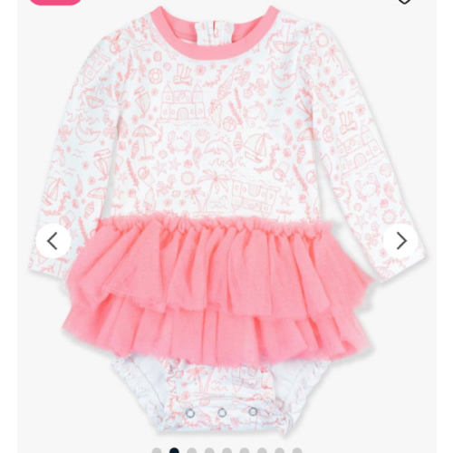 Tulle Skirted One Piece Rash Guard Swimsuit