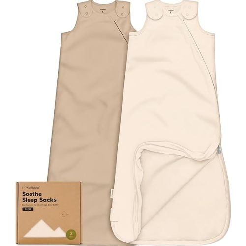 18-24 Months 2-Pack Organic Baby Sleep Sacks,100% Cotton - Soft & Breathable 0.5TOG Baby Wearable Blanket,Toddler Sleeping Sack,Easy to Wear Transitional Swaddles for Newborns,Infants (Ecru, L)