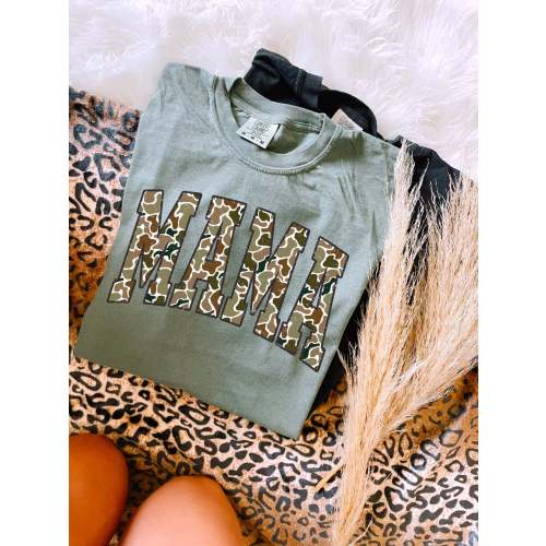 Camo Mama Distressed Moss Tee