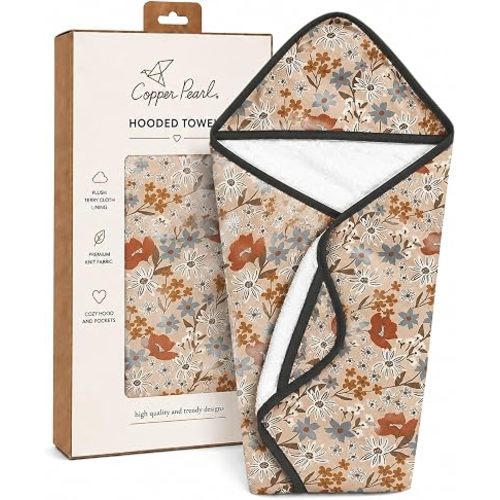 Copper Pearl Hooded Bath Towels Premium Knit/Terry Cloth Baby Towels with Hood, Pockets, and Cool Designs - Great to Gift and Make Bath Time Fun - Baby Bath Towel, Eden