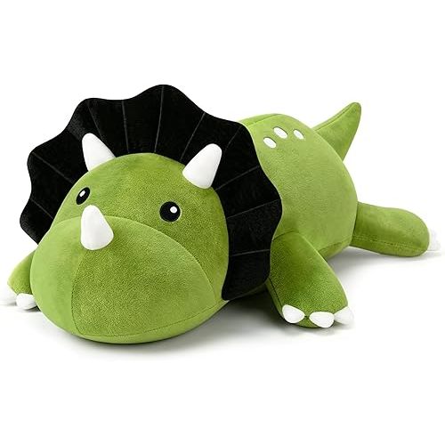 TOYSYM Weighted Stuffed Animals Triceratops, Dinosaur Plush with Weighted Beads, Cute Triceratops Dinosaur Stuffed Animals Pillow Gifts for Adults Kids Boys Girls 13.8inch