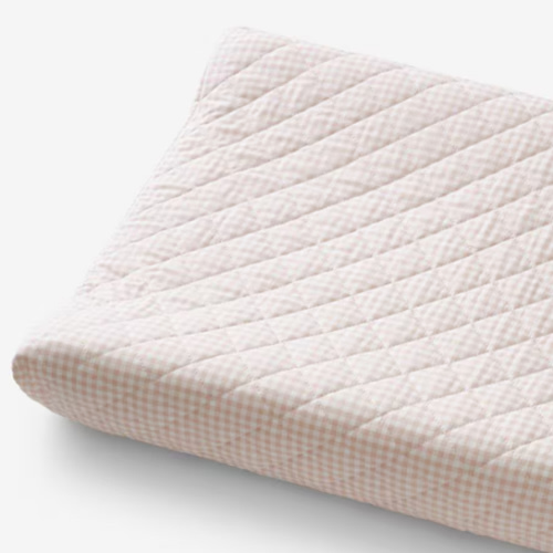 Ditsy Gingham Classic Cool Organic Cotton Percale Quilted Changing Pad Cover