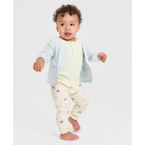 Everyday Baby Essentials Baby Boys' Car Print Cardigan, Bodysuit and Pants, 3-Piece Set, Macy's Exclusive