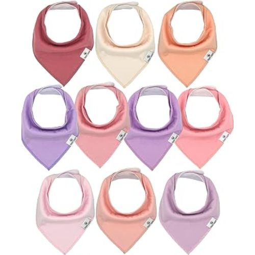 Diaper Squad 10-Pack Organic Cotton Baby Bibs for Baby Boy, Girl