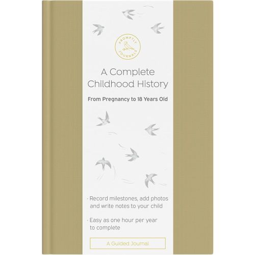 Promptly Journals, A Complete Childhood History: From Pregnancy to 18 Years Old (Sage Green, Linen) | Baby Book and Pregnancy Journal | Baby Memory Book