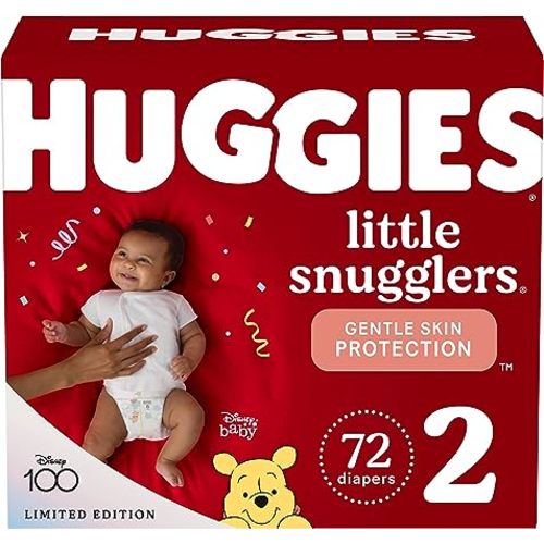 Huggies Size 2 Diapers, Little Snugglers Baby Diapers, Size 2 (12-18 lbs), 72 Count