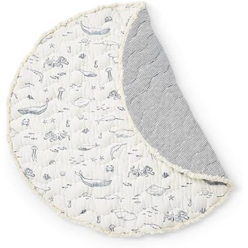 Pehr Baby Play Mat, Life Aquatic | Ultra-Soft Quilted 100% Cotton Exterior with Plush Polyester Fiberfill | 40” Diameter