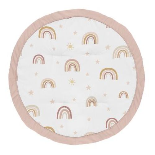 Sweet Jojo Designs Girl Baby Tummy Time Playmat Boho Rainbow Pink Gold and Taupe