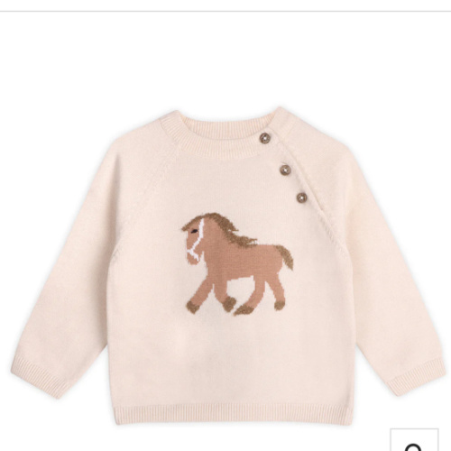Horse Jacquard Sweater Knit Baby Pullover (Organic Cotton)