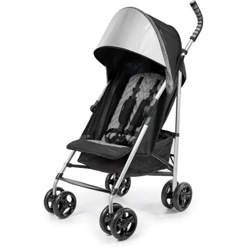 Summer Infant 3Dlite ST Convenience Stroller, Black & Gray - Lightweight Stroller with Steel Frame, Large Seat Area, Multi-Position Recline, Storage Basket - for Travel and More