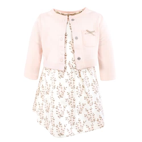 Hudson Baby Infant and Toddler Girls Cotton Dress and Cardigan Set