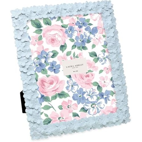 Laura Ashley 8x10 Powder Blue Flower Textured Picture Frame w/Easel
