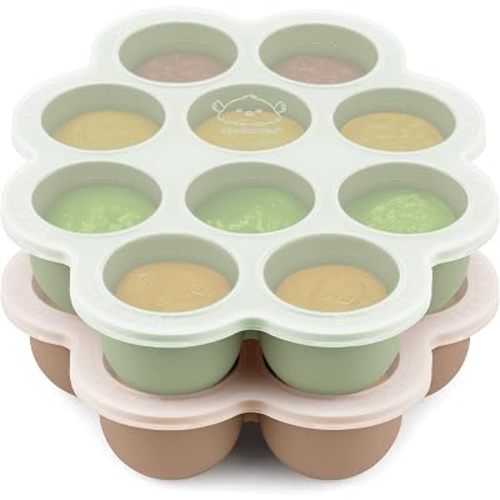 2pk Silicone Food Freezer Trays with Lid, 2oz x 10 Pods (Chai Latte/Sage)