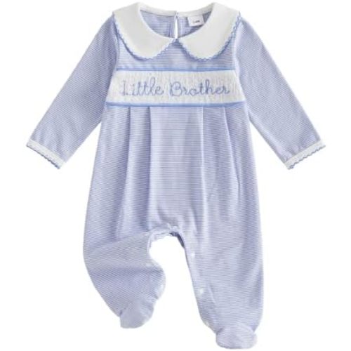 Little Brother Baby Boy Romper Jumpsuit Footie Newborn Fall Outfit
