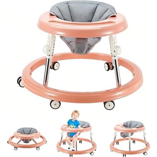 Folding Baby Walker,Height Adjustable Baby Walker for Babys 6-18 Months (Pink)