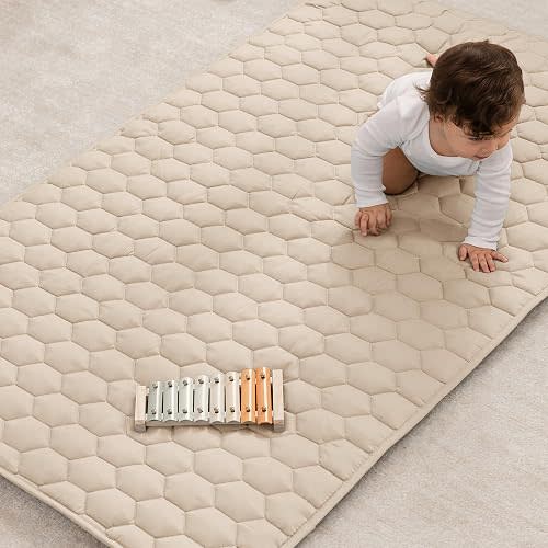 Comfy Cubs Rectangle Kids Play Mat Small 36x60in Baby Floor Mat - Sand