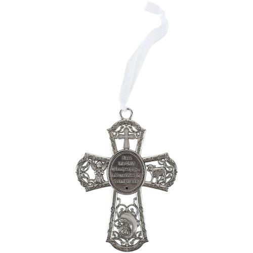 Bless This Child Cross Crib Ornament, 2 x 4 inches