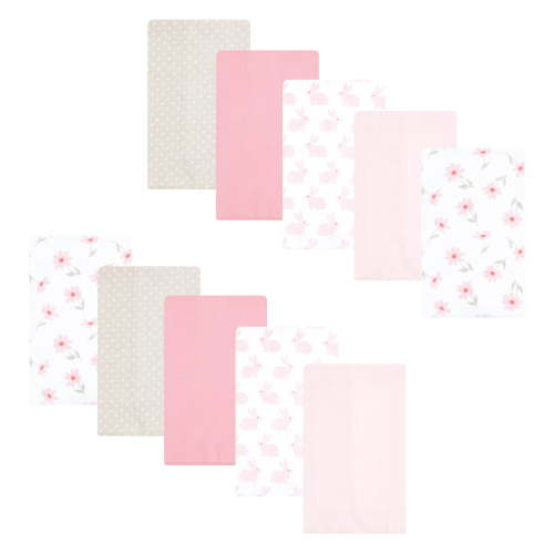 Luvable Friends Hudson Baby Flannel Burp Cloths 10pk, Sweet Honeycomb Pink