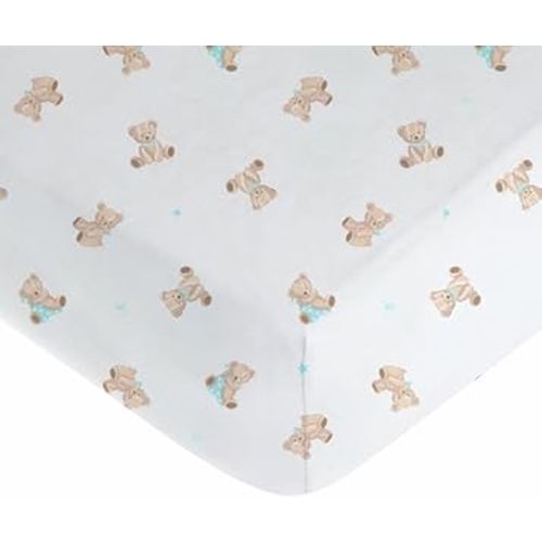 American Baby Company 100% Natural Cotton Fitted Crib Sheet 52" x 28" - Soft, Breathable, Hypoallergenic & Gentle Toddler Bed Sheet, Bear, Neutral for Boys & Girls