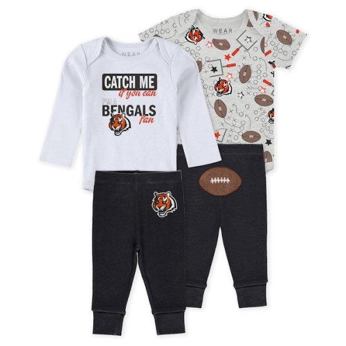 Infant & Newborn Cincinnati Bengals WEAR by Erin Andrews Three-Piece Turn Me Around Bodysuits & Pant Set