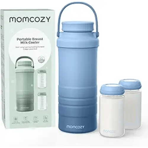 Momcozy 22oz Portable Breast Milk Cooler for Outdoor, Life Saver with 360° Total Cooling for 24 Hours, Larger Capacity Travel Breastmilk Chiller with 2pcs Baby Bottles for Breastmilk Storage