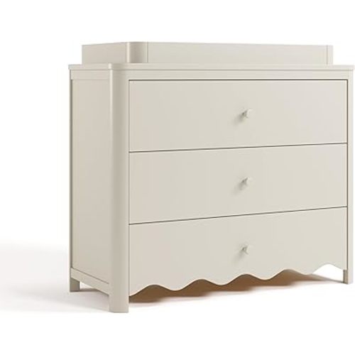 Storkcraft Casablanca 3 Drawer Chest with Removable Changing Topper (Frosted Oat) – GREENGUARD Gold Certified Wood Dresser for Baby & Kids, Interlocking Drawer System for Safety