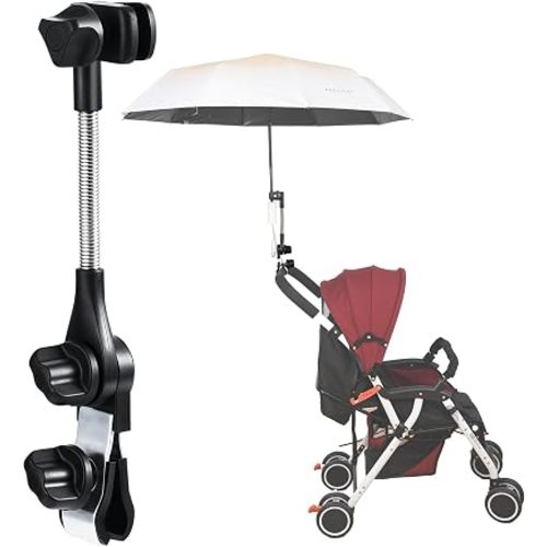 Umbrella Holder for Stroller, Baby Stroller Umbrella Attachment, Umbrellas Connector Clip to Handlebar, 360 Degree Adjustable Universal Clamp for Golf Cart,Wheelchair, Beach Chair,Fishing
