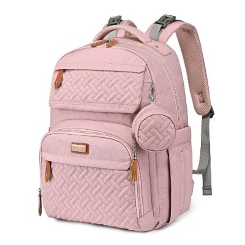 BabbleRoo Diaper Bag Backpack – Multifunctional Baby Bag, Travel-Ready Baby Diaper Bag with Extras, Pink, 1 pk
