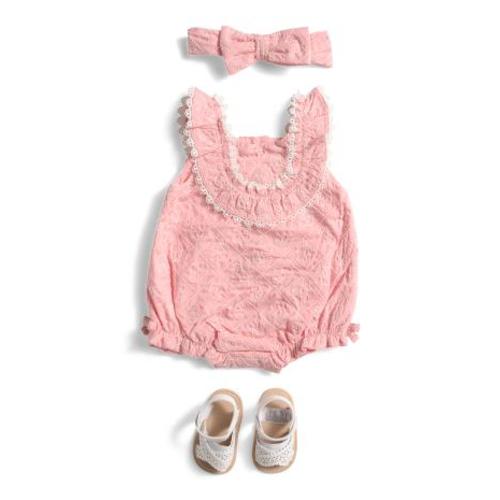 Newborn Girls 3pc Cherry Schiffli Bubble Romper Set | Kids & Baby | TJ Maxx