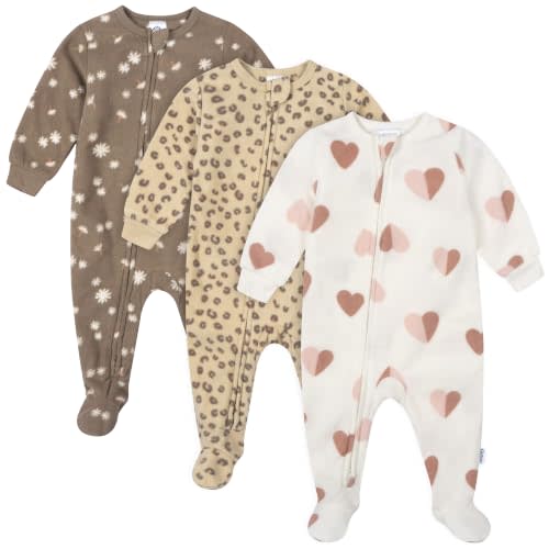 Gerber Baby Girls' Toddler Fleece Footed Pajamas 3-pack