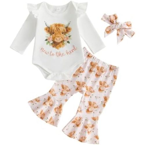 PUHHAPIEY Western Newborn Baby Girl Cowgirl Outfit Romper Pant Fall Set